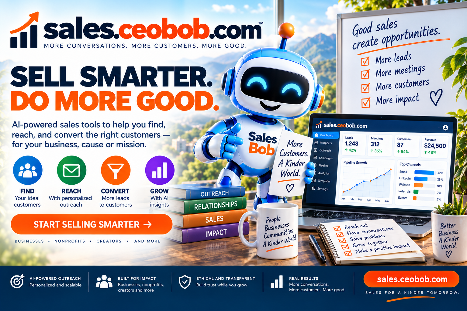 Sales Bob AI-powered sales tools for more conversations, customers, and positive impact